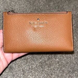 Kate Spade Pebbled Leather Slim Wallet – Classic Cognac Brown
